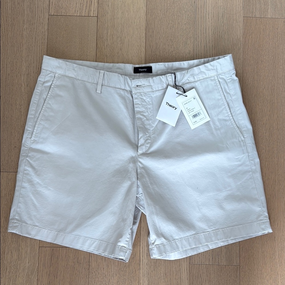 Theory Gray Flat Front Shorts 7in Inseam Size38 New With Tags